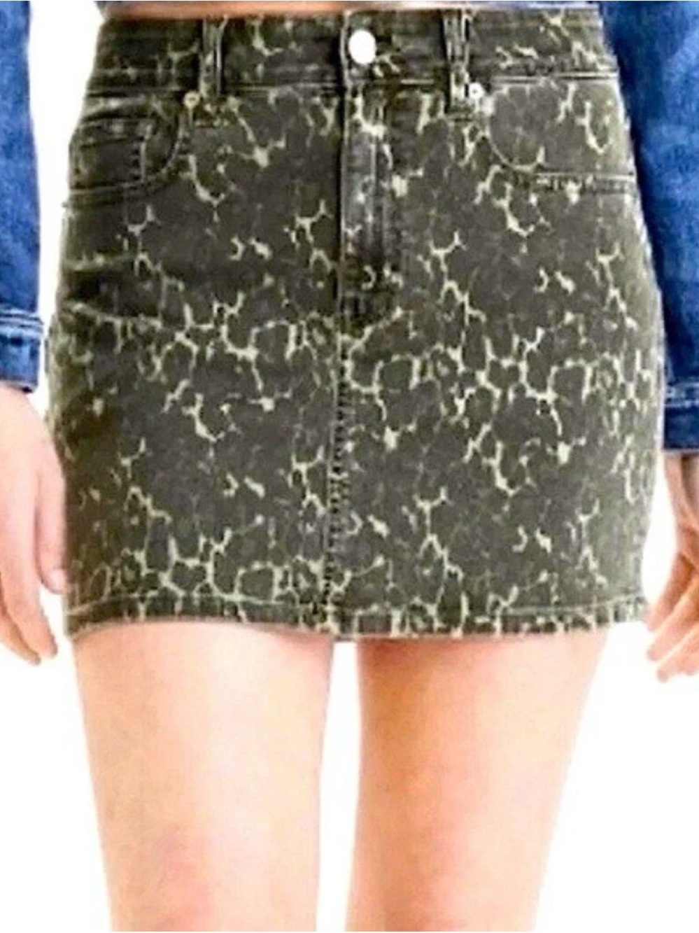 Next Level Stretch Hi Rise Mini Skirt Green Leopard Print